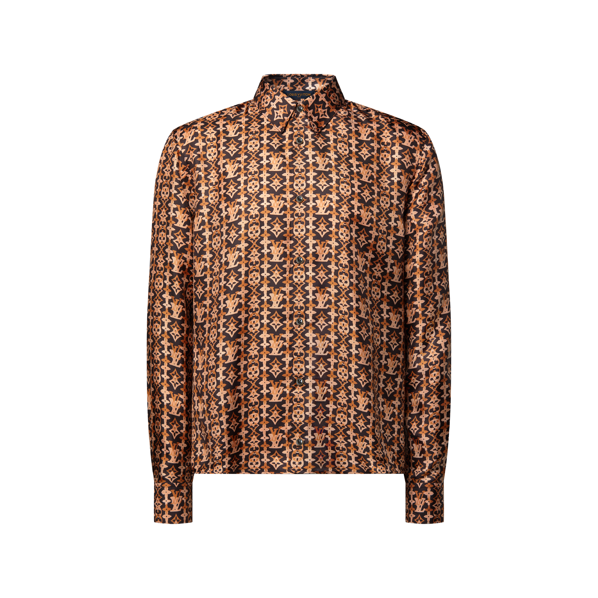 Monogram Printed Long-Sleeved Silk Shirt - Men - Ready-to-Wear